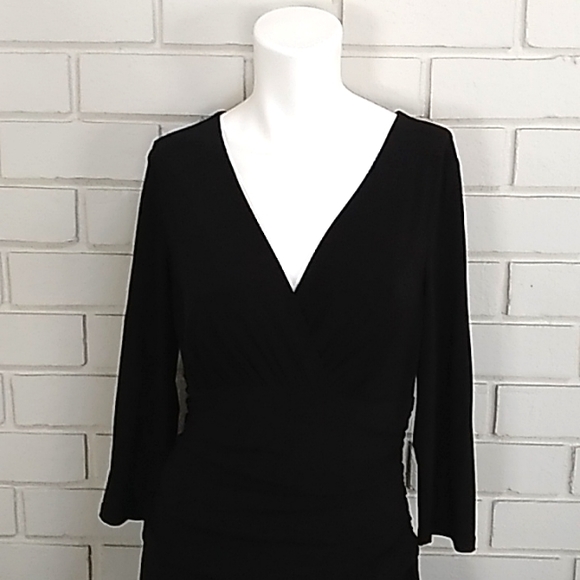 Nine West Black Ruched Sheath Dress. Size 10 - Picture 2 of 10